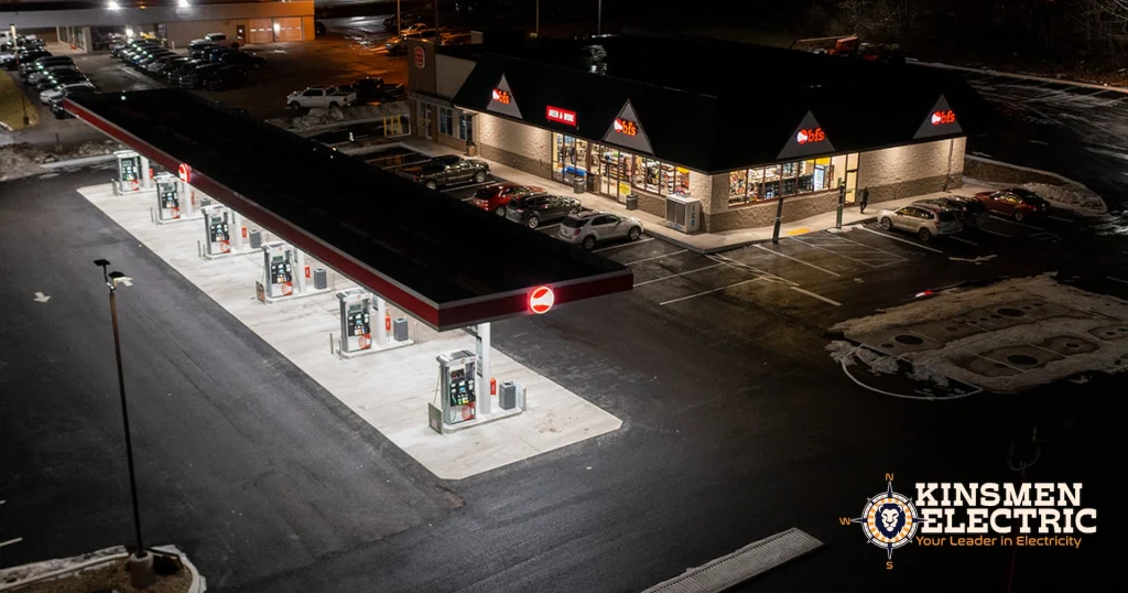aerial view of BFS convenient gas station located in Somerset, PA showing electrical work performed by Kinsmen Electric