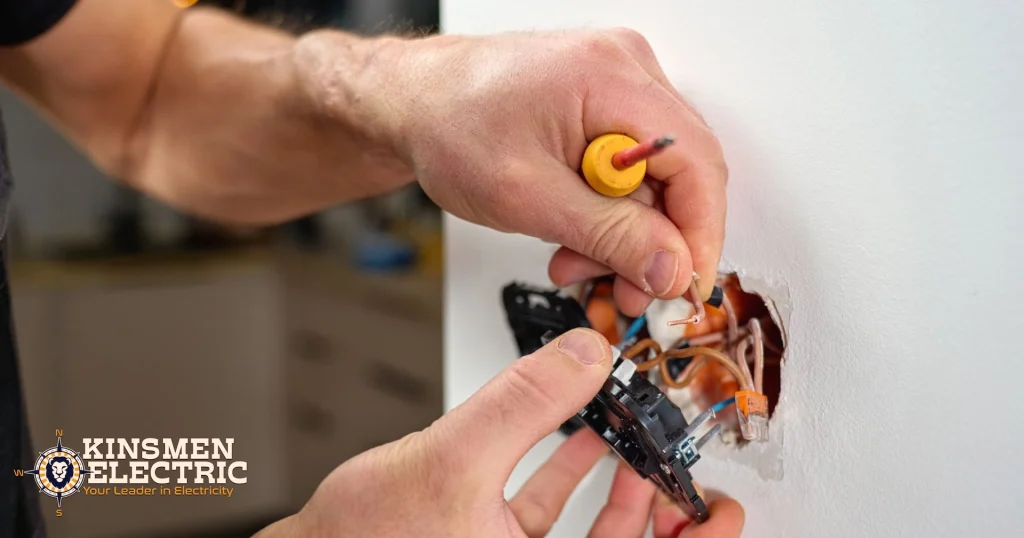 an electrician inspects electrical wires to determine if a wire is frayed