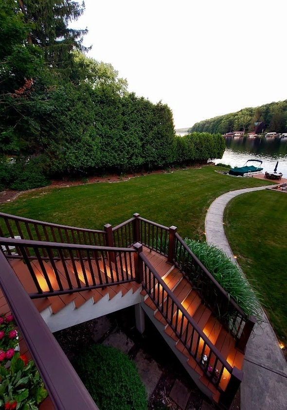 safety lighting along outdoor stairs