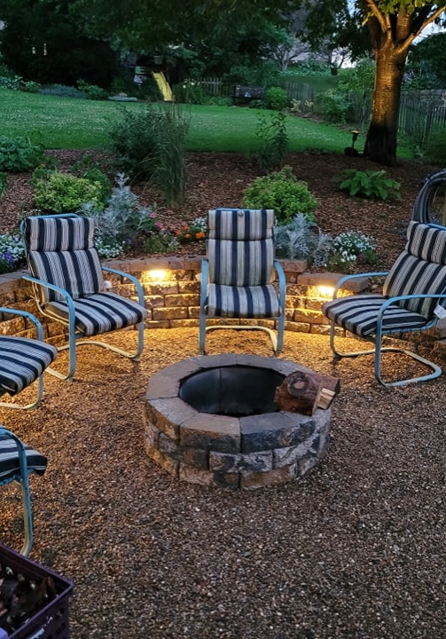 chairs around a fire pit