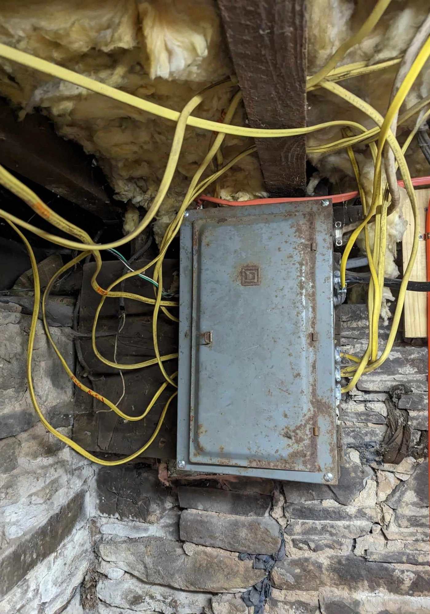 old and damaged breaker box